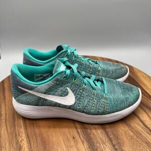 Nike Lunarepic Flyknit Shoes Womens Size 9.5 Green Running Comfort Gym Sneakers